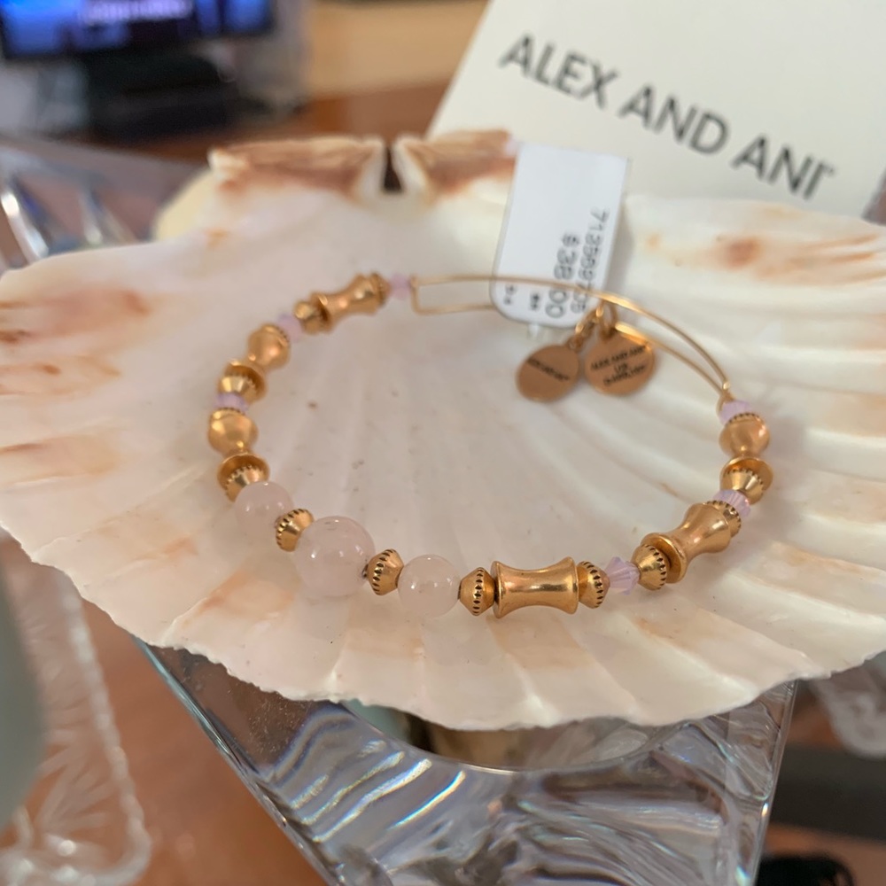 Alex and Ani Gold and Pearl Bangle